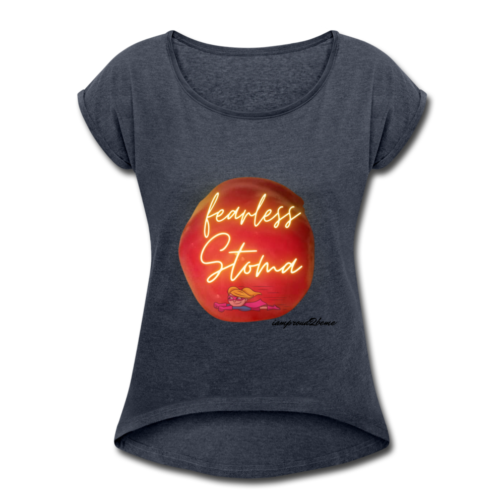 FEARLESS STOMA Roll Cuff T-Shirt (Adult) - navy heather