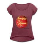 FEARLESS STOMA Roll Cuff T-Shirt (Adult) - heather burgundy