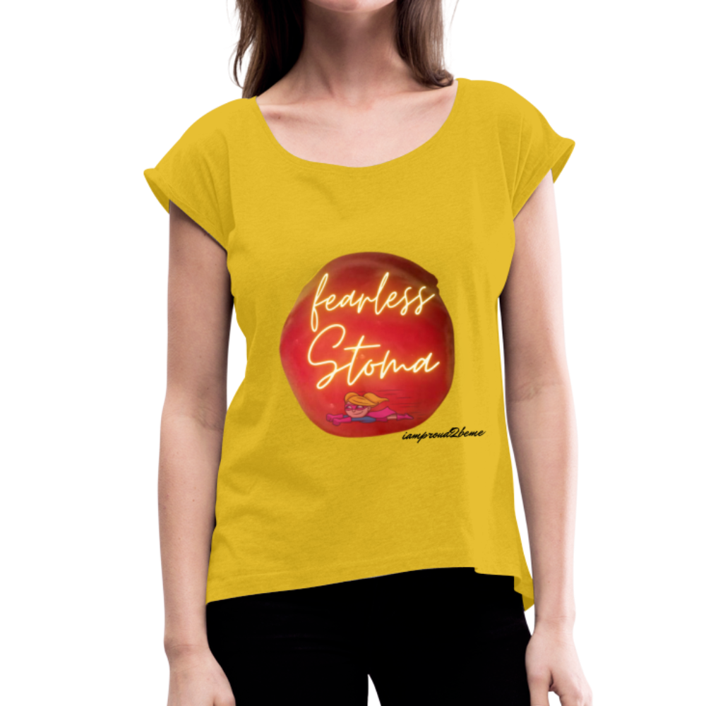 FEARLESS STOMA Roll Cuff T-Shirt (Adult) - mustard yellow