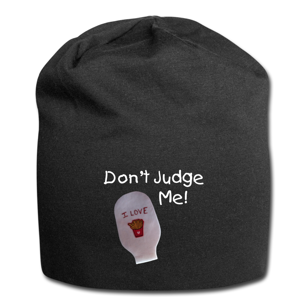 DON'T JUDGE ME Jersey Beanie - black