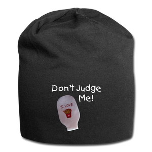 DON'T JUDGE ME Jersey Beanie - black