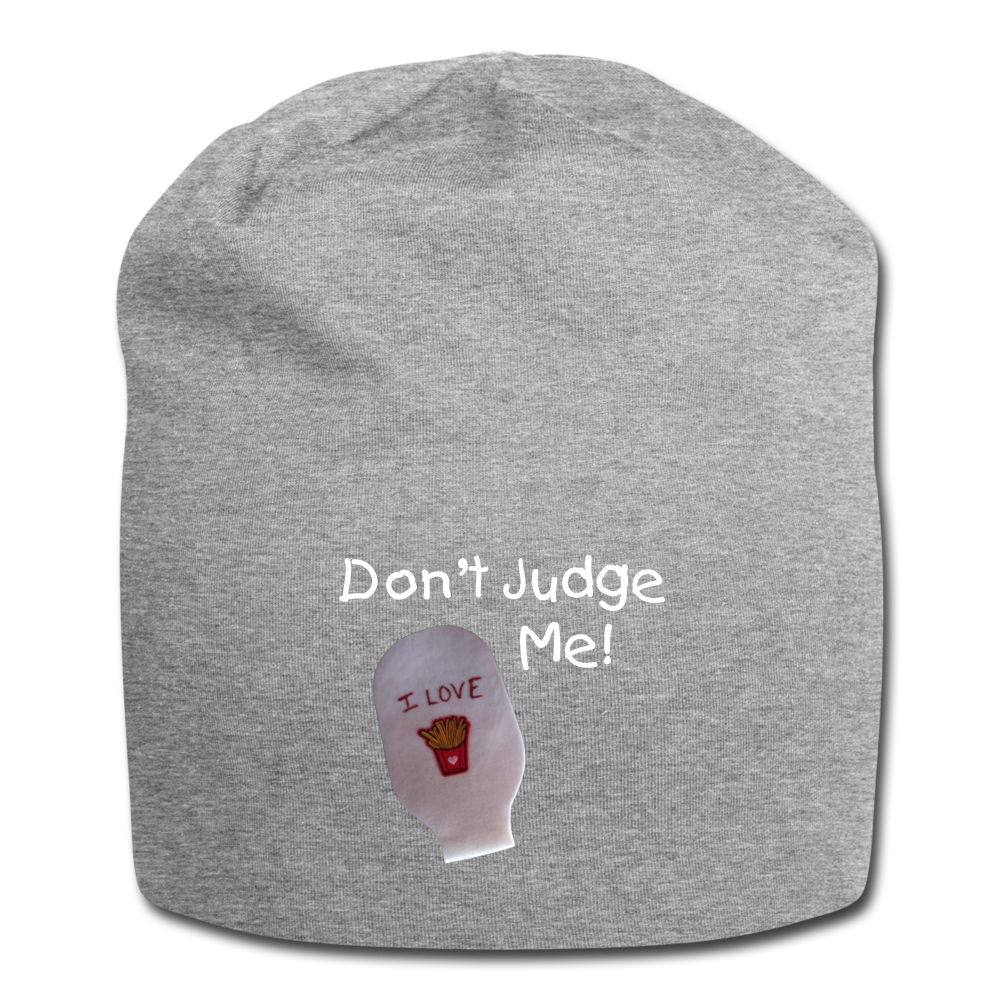 DON'T JUDGE ME Jersey Beanie - heather gray