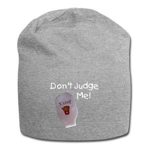 DON'T JUDGE ME Jersey Beanie - heather gray