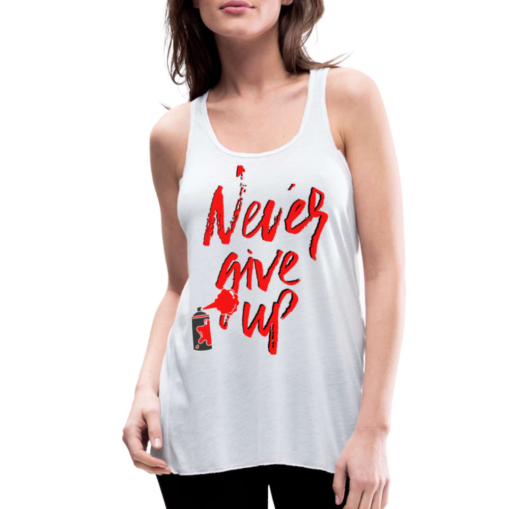 NEVER GIVE UP Flowy Tank Top (Adult) - white