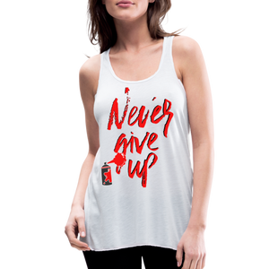 NEVER GIVE UP Flowy Tank Top (Adult) - white