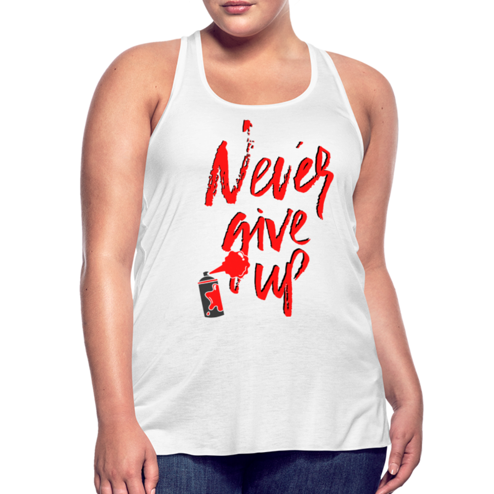 NEVER GIVE UP Flowy Tank Top (Adult) - white