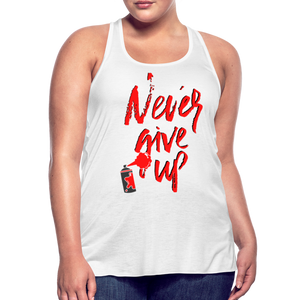 NEVER GIVE UP Flowy Tank Top (Adult) - white