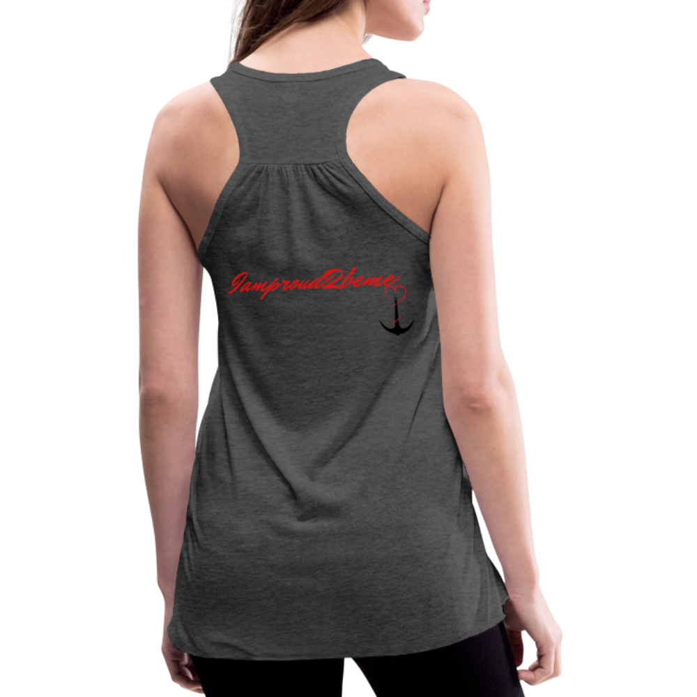 NEVER GIVE UP Flowy Tank Top (Adult) - deep heather