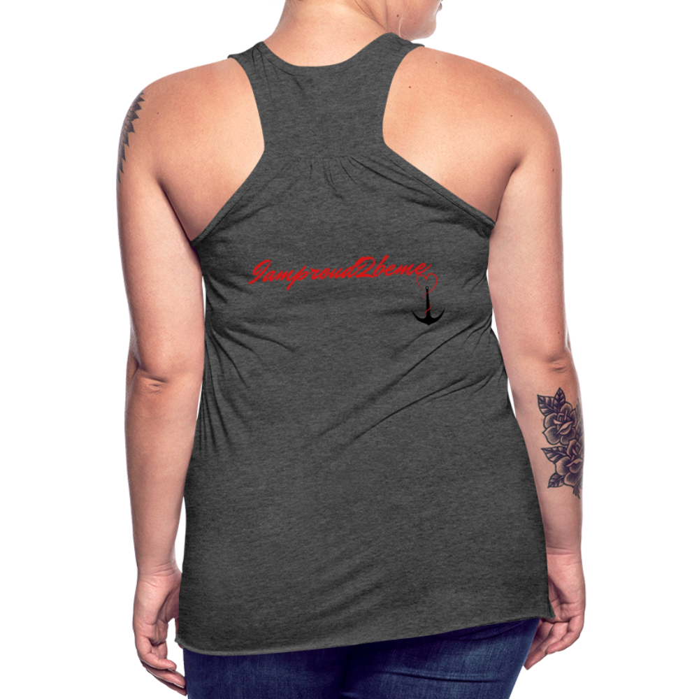 NEVER GIVE UP Flowy Tank Top (Adult) - deep heather