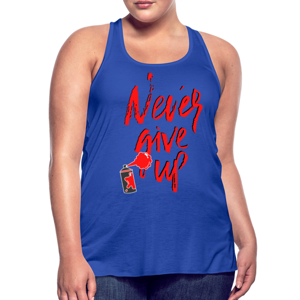 NEVER GIVE UP Flowy Tank Top (Adult) - royal blue
