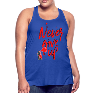 NEVER GIVE UP Flowy Tank Top (Adult) - royal blue