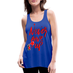 NEVER GIVE UP Flowy Tank Top (Adult) - royal blue