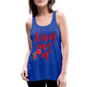 NEVER GIVE UP Flowy Tank Top (Adult) - royal blue