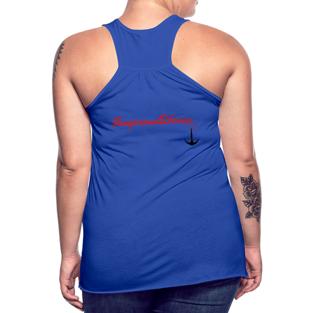 NEVER GIVE UP Flowy Tank Top (Adult) - royal blue