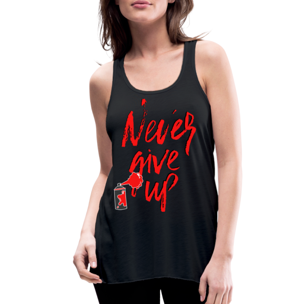 NEVER GIVE UP Flowy Tank Top (Adult) - black
