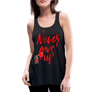 NEVER GIVE UP Flowy Tank Top (Adult) - black