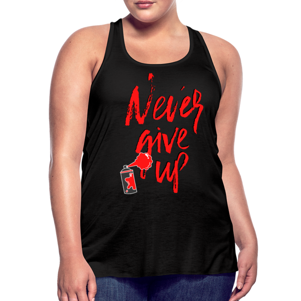 NEVER GIVE UP Flowy Tank Top (Adult) - black