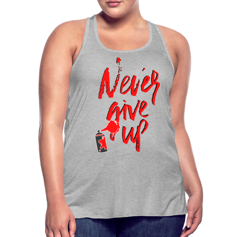 NEVER GIVE UP Flowy Tank Top (Adult) - heather gray