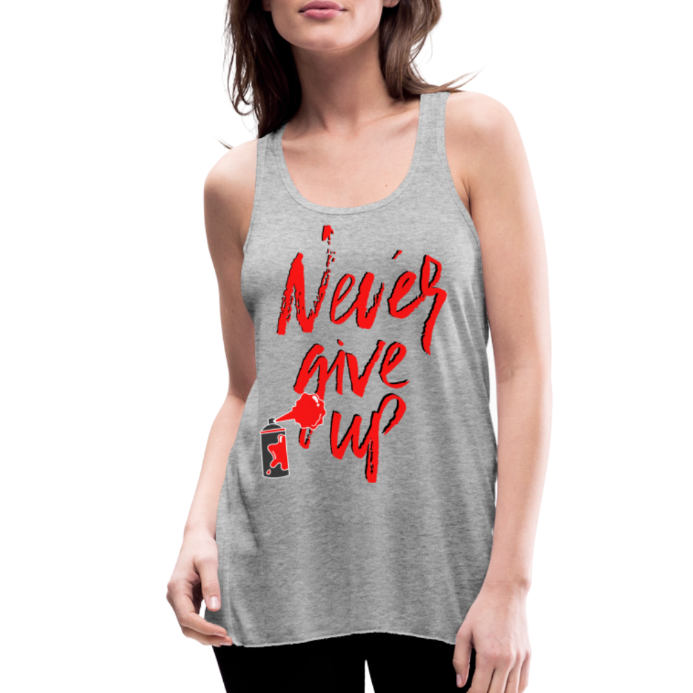 NEVER GIVE UP Flowy Tank Top (Adult) - heather gray