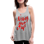 NEVER GIVE UP Flowy Tank Top (Adult) - heather gray