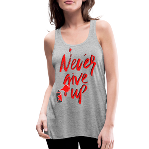 NEVER GIVE UP Flowy Tank Top (Adult) - heather gray