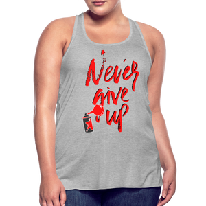 NEVER GIVE UP Flowy Tank Top (Adult) - heather gray