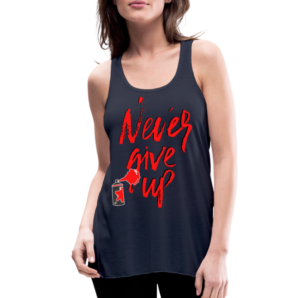 NEVER GIVE UP Flowy Tank Top (Adult) - navy