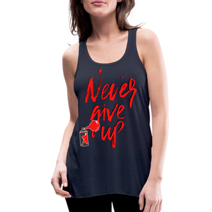 NEVER GIVE UP Flowy Tank Top (Adult) - navy