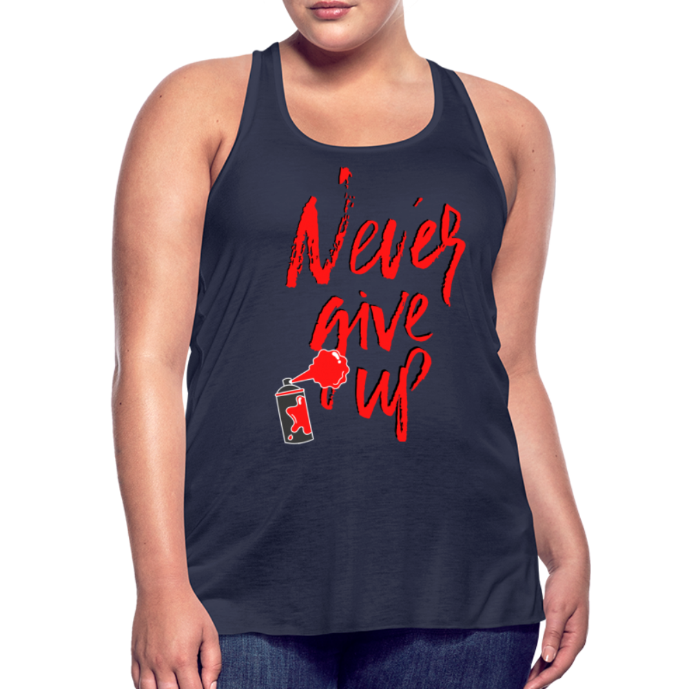 NEVER GIVE UP Flowy Tank Top (Adult) - navy