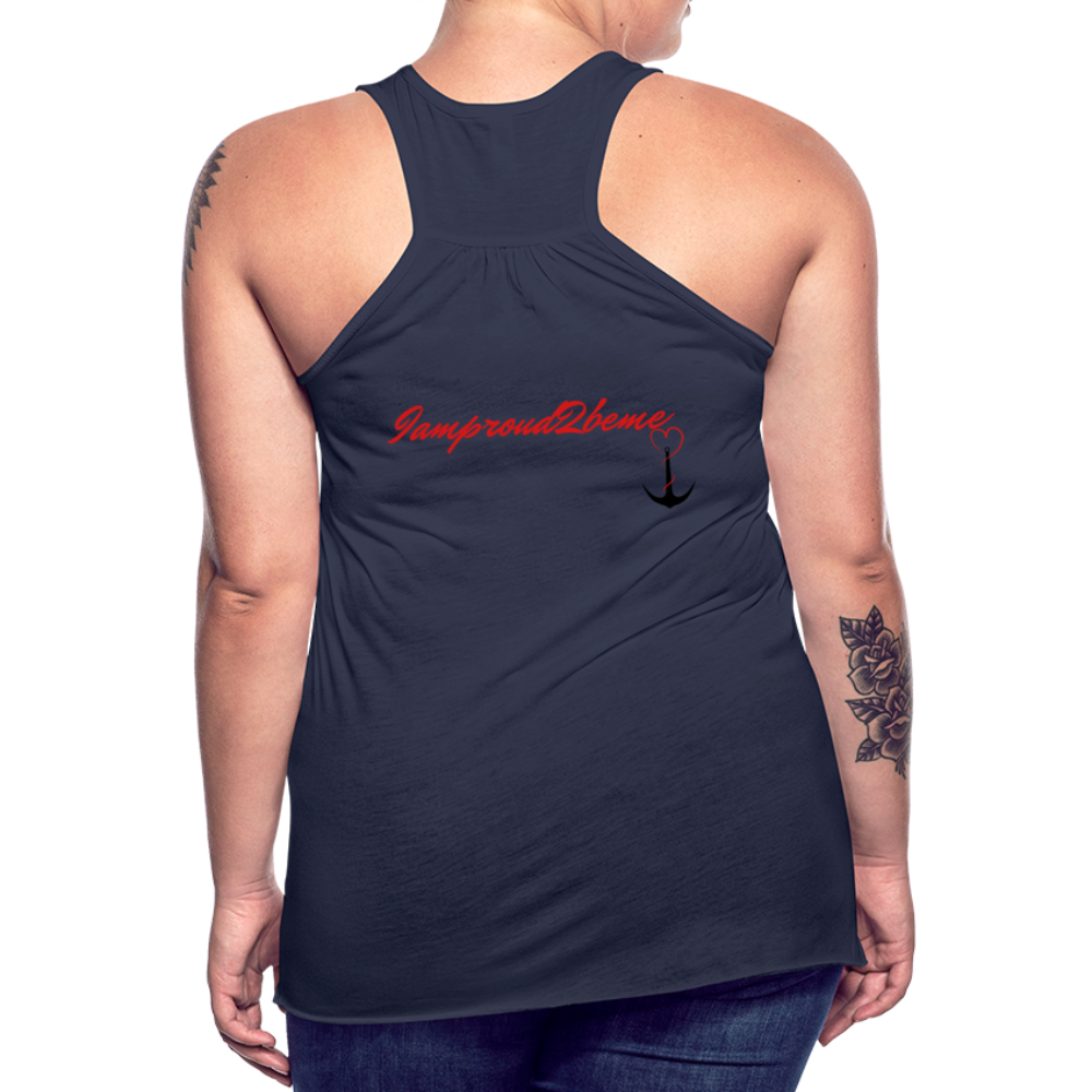 NEVER GIVE UP Flowy Tank Top (Adult) - navy