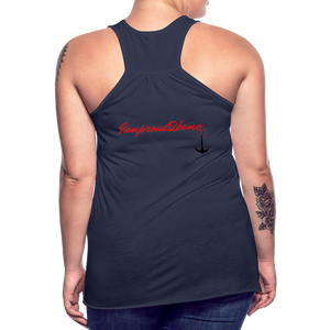 NEVER GIVE UP Flowy Tank Top (Adult) - navy