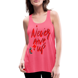 NEVER GIVE UP Flowy Tank Top (Adult) - neon pink