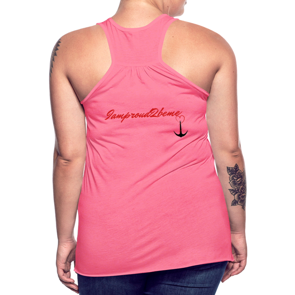 NEVER GIVE UP Flowy Tank Top (Adult) - neon pink
