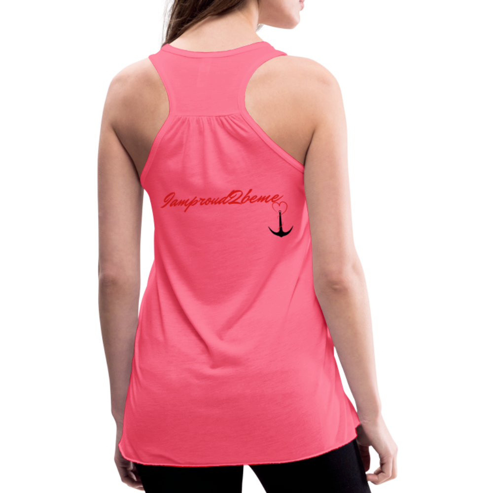 NEVER GIVE UP Flowy Tank Top (Adult) - neon pink