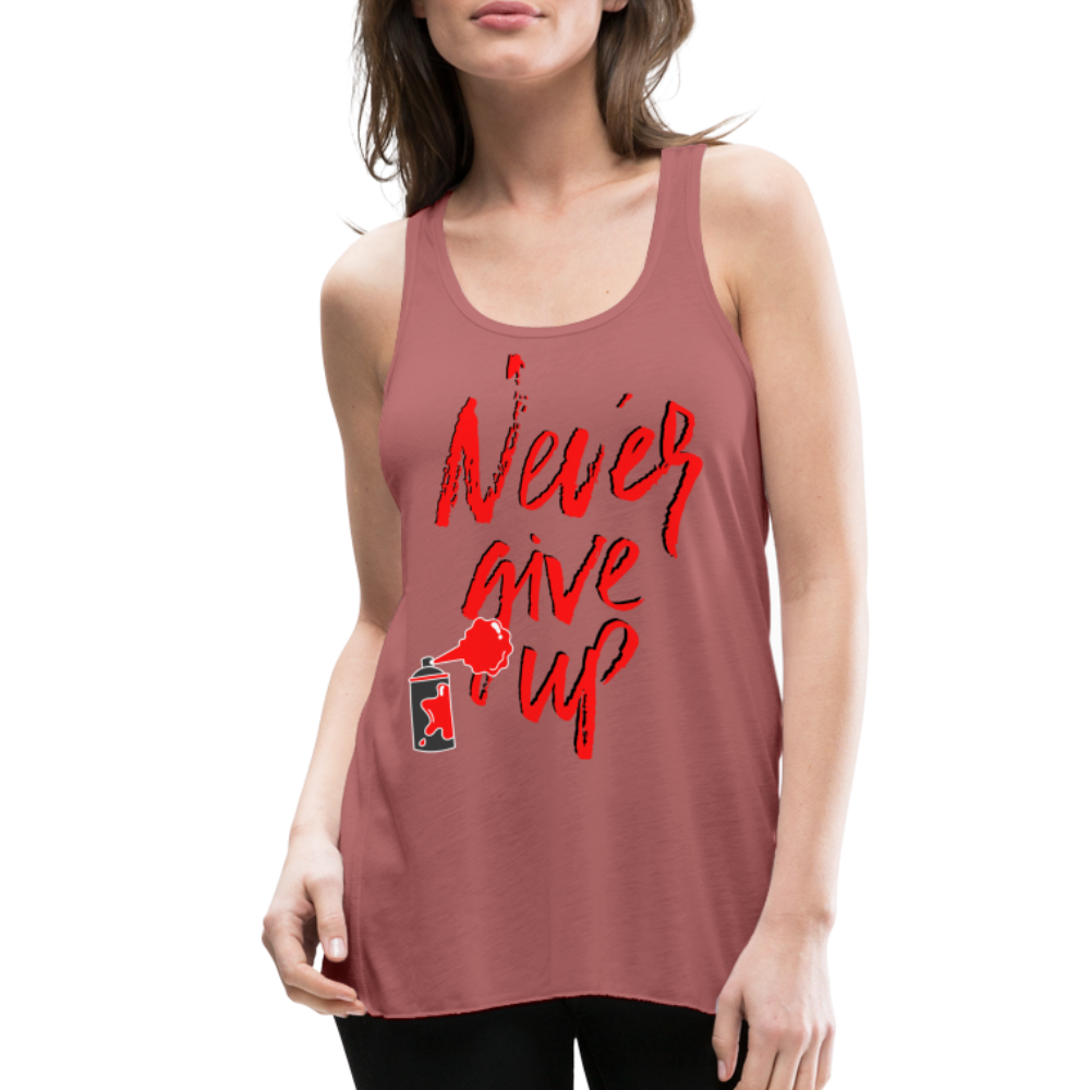 NEVER GIVE UP Flowy Tank Top (Adult) - mauve