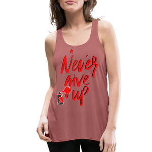 NEVER GIVE UP Flowy Tank Top (Adult) - mauve