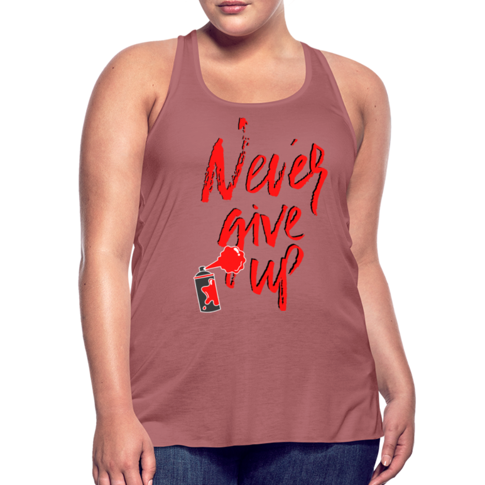 NEVER GIVE UP Flowy Tank Top (Adult) - mauve