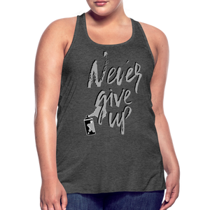 NEVER GIVE UP Flowy Tank (Adult) - deep heather