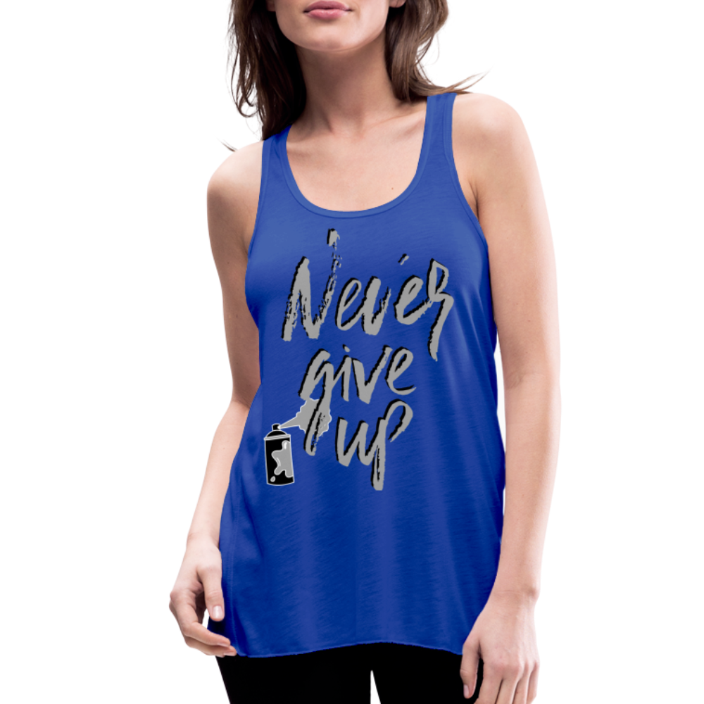 NEVER GIVE UP Flowy Tank (Adult) - royal blue