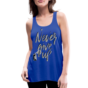 NEVER GIVE UP Flowy Tank (Adult) - royal blue