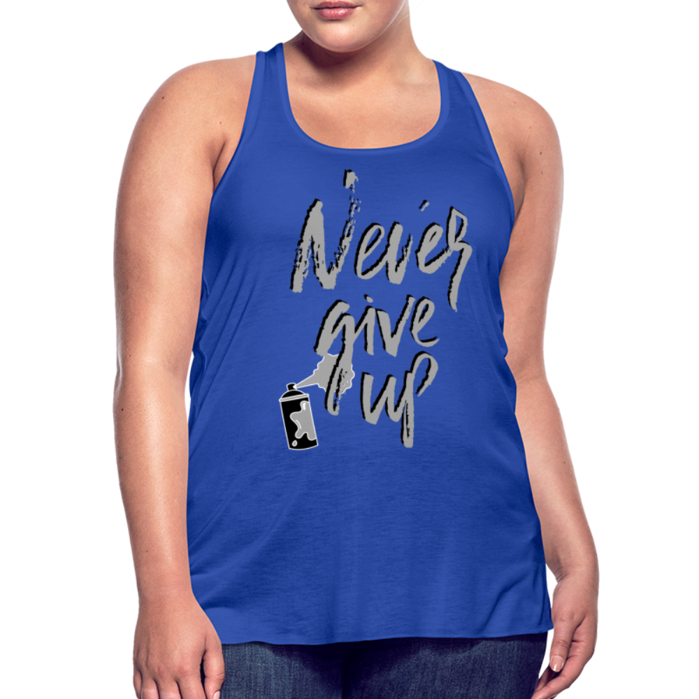 NEVER GIVE UP Flowy Tank (Adult) - royal blue