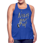 NEVER GIVE UP Flowy Tank (Adult) - royal blue