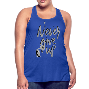 NEVER GIVE UP Flowy Tank (Adult) - royal blue