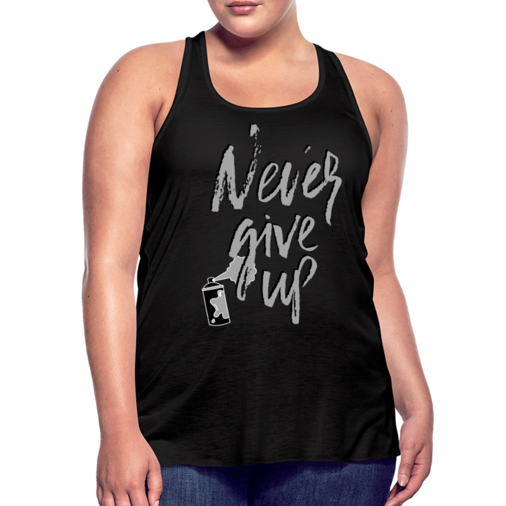 NEVER GIVE UP Flowy Tank (Adult) - black