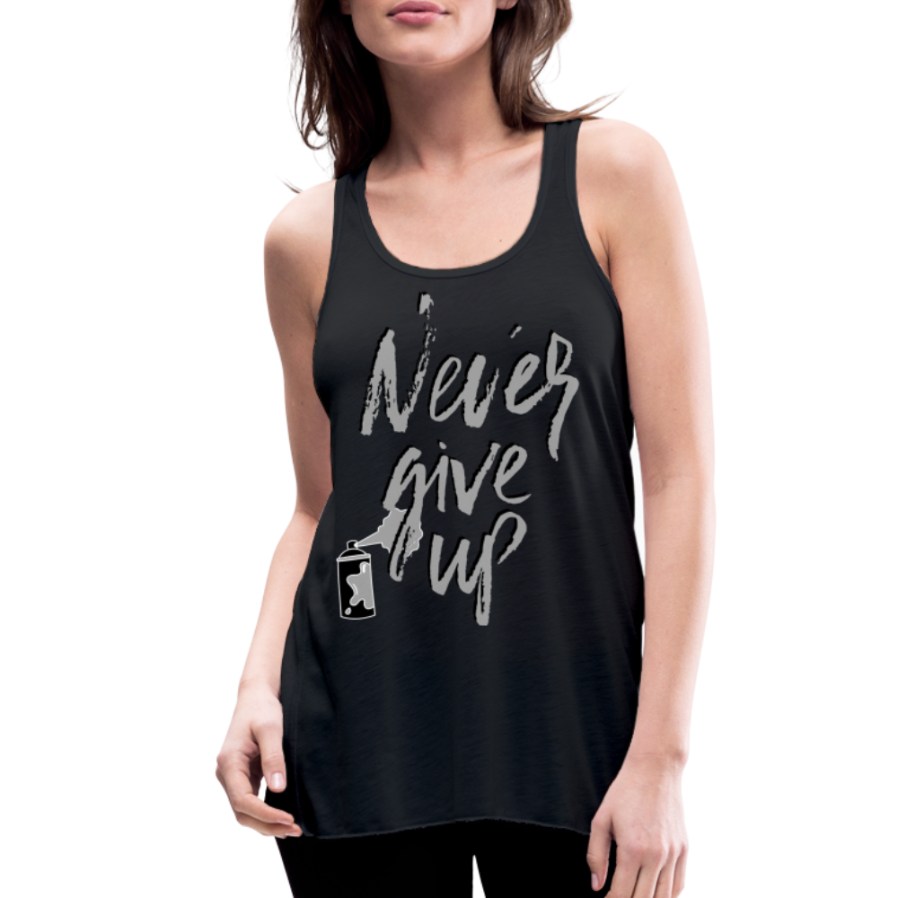 NEVER GIVE UP Flowy Tank (Adult) - black