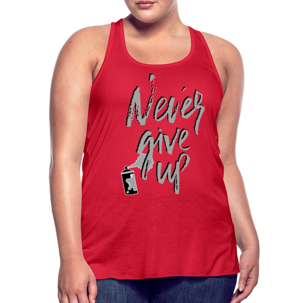 NEVER GIVE UP Flowy Tank (Adult) - red