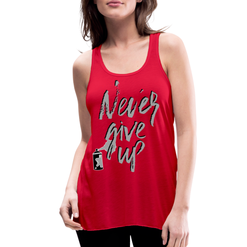 NEVER GIVE UP Flowy Tank (Adult) - red