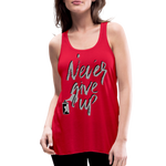 NEVER GIVE UP Flowy Tank (Adult) - red