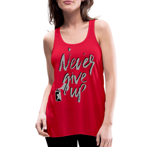 NEVER GIVE UP Flowy Tank (Adult) - red