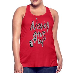 NEVER GIVE UP Flowy Tank (Adult) - red